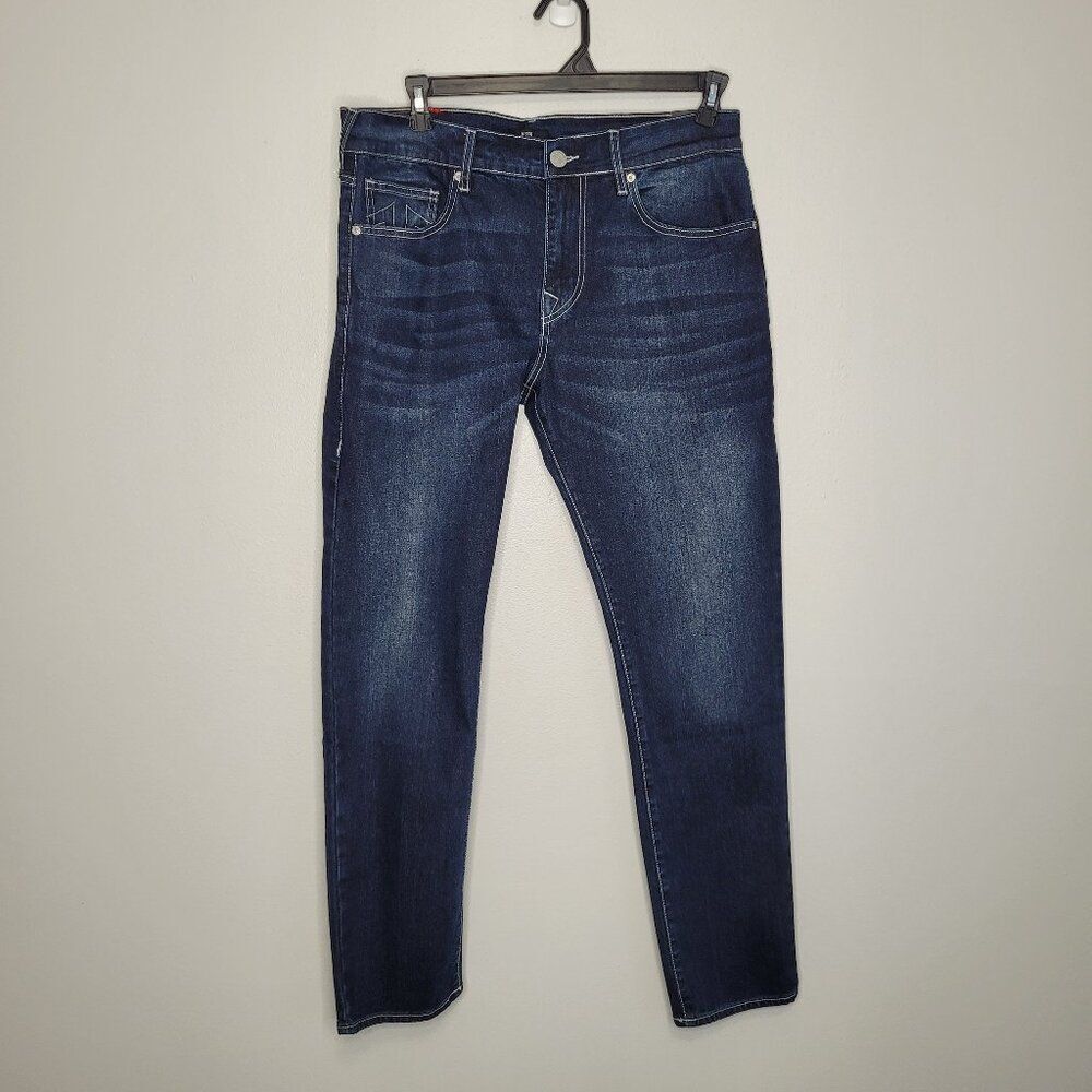 True Religion Rocco relaxed skinny dark blue jeans size 34x32 NWT